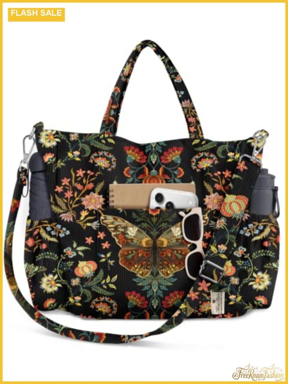Corduroy Crossbody Tote Bag 3-Way Carry Fits 14" Laptop Adjustable Strap